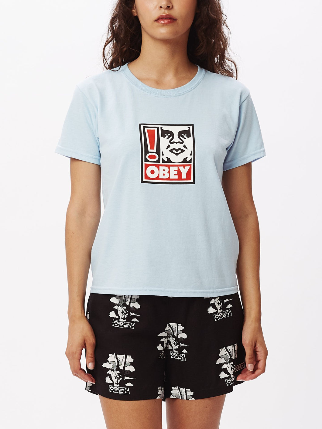 Exclaimation Point Shrunken T-Shirt Light Blue