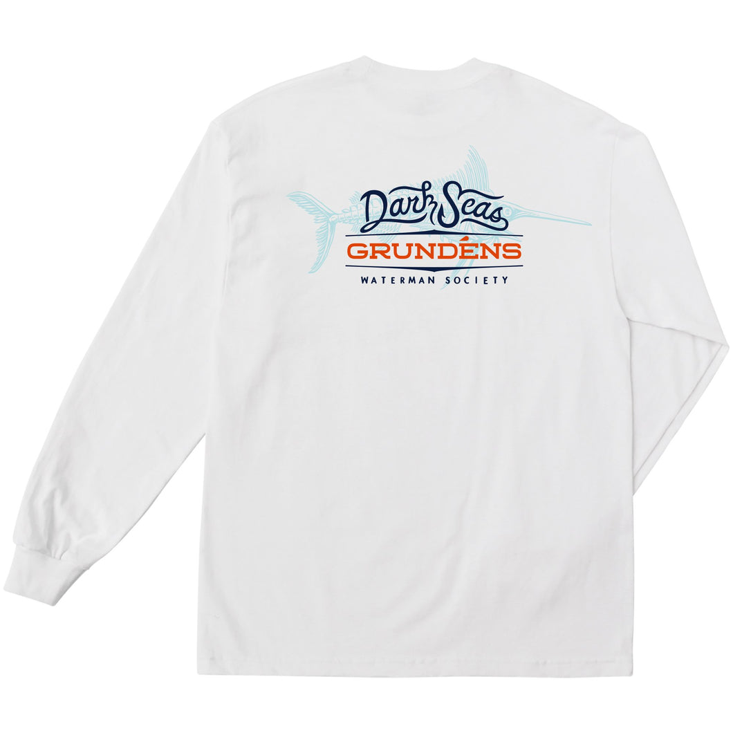 color: white ~ alt: Deep Blue Stock LS Tee