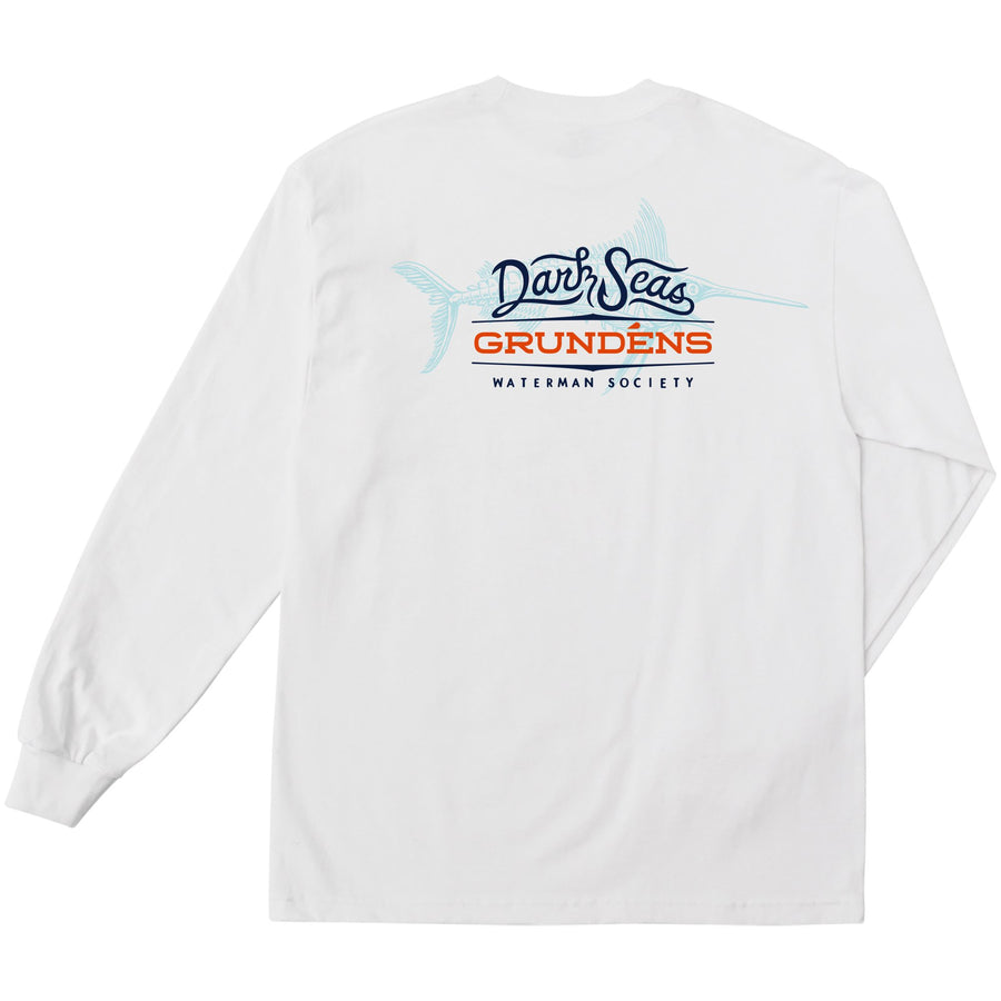 color: white ~ alt: Deep Blue Stock LS Tee