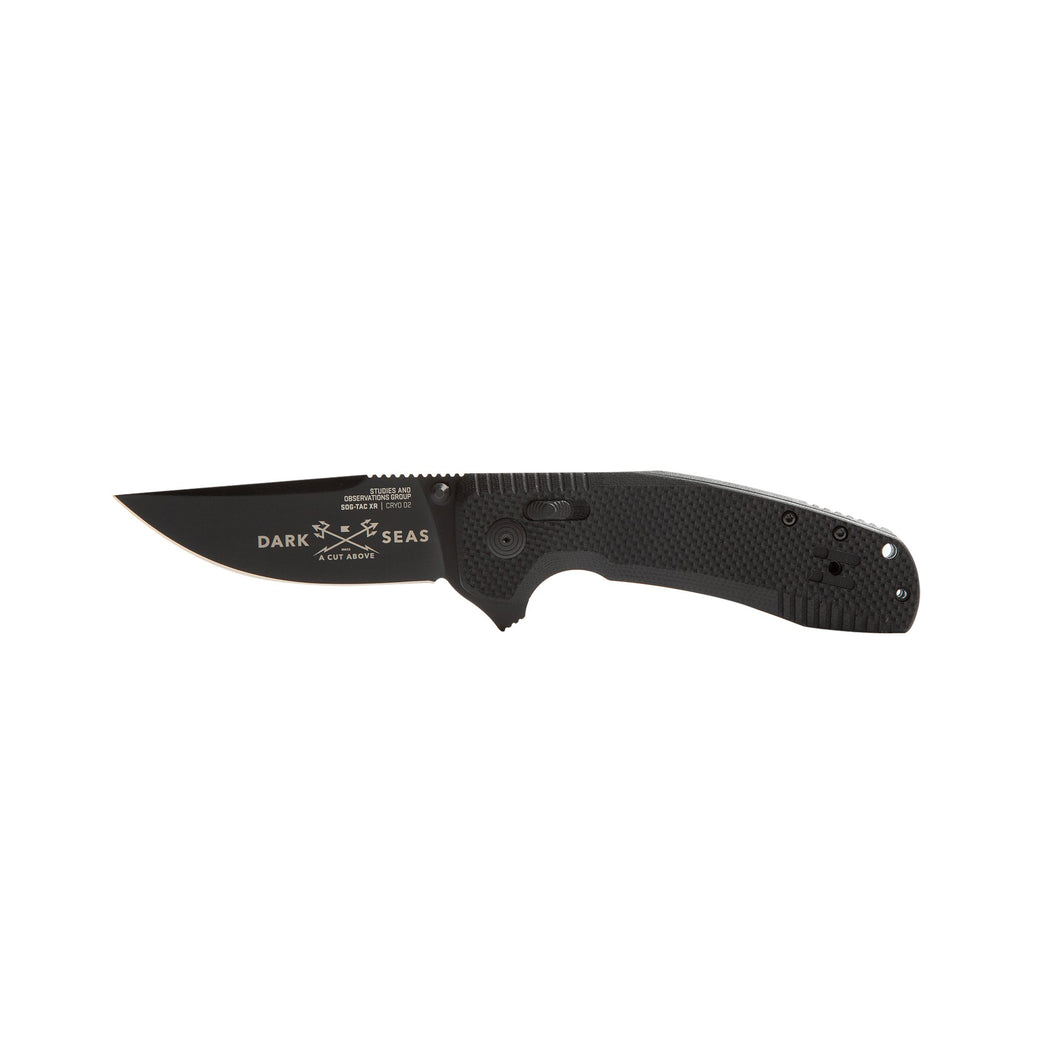 color: Black ~ alt: Dark Seas x SOG Tac XR Knife
