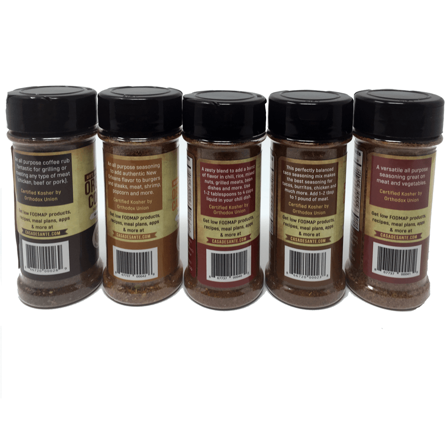 Organic Low FODMAP Spice Mixes -No Onion No Garlic, Gluten Free, No Carb, Keto, Paleo, Kosher, American 5 Pack-no onion no garlic low fodmap spice-casa de sante